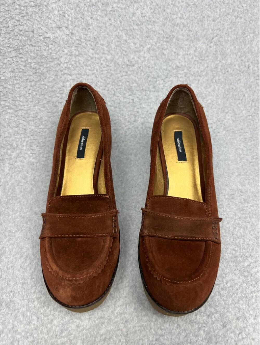 y2k 90s Xhilaration Womens Suede Leather Shoes Platform Wedge Loafers 8.5 Brown